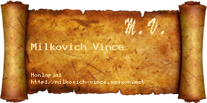 Milkovich Vince névjegykártya
